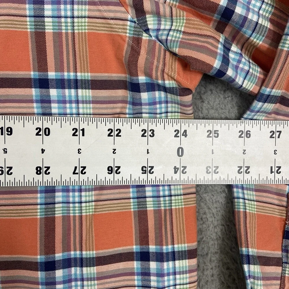 Ralph Lauren Classic Fit Shirt Mens XL Orange Plaid Button Down Pony Logo Cotton